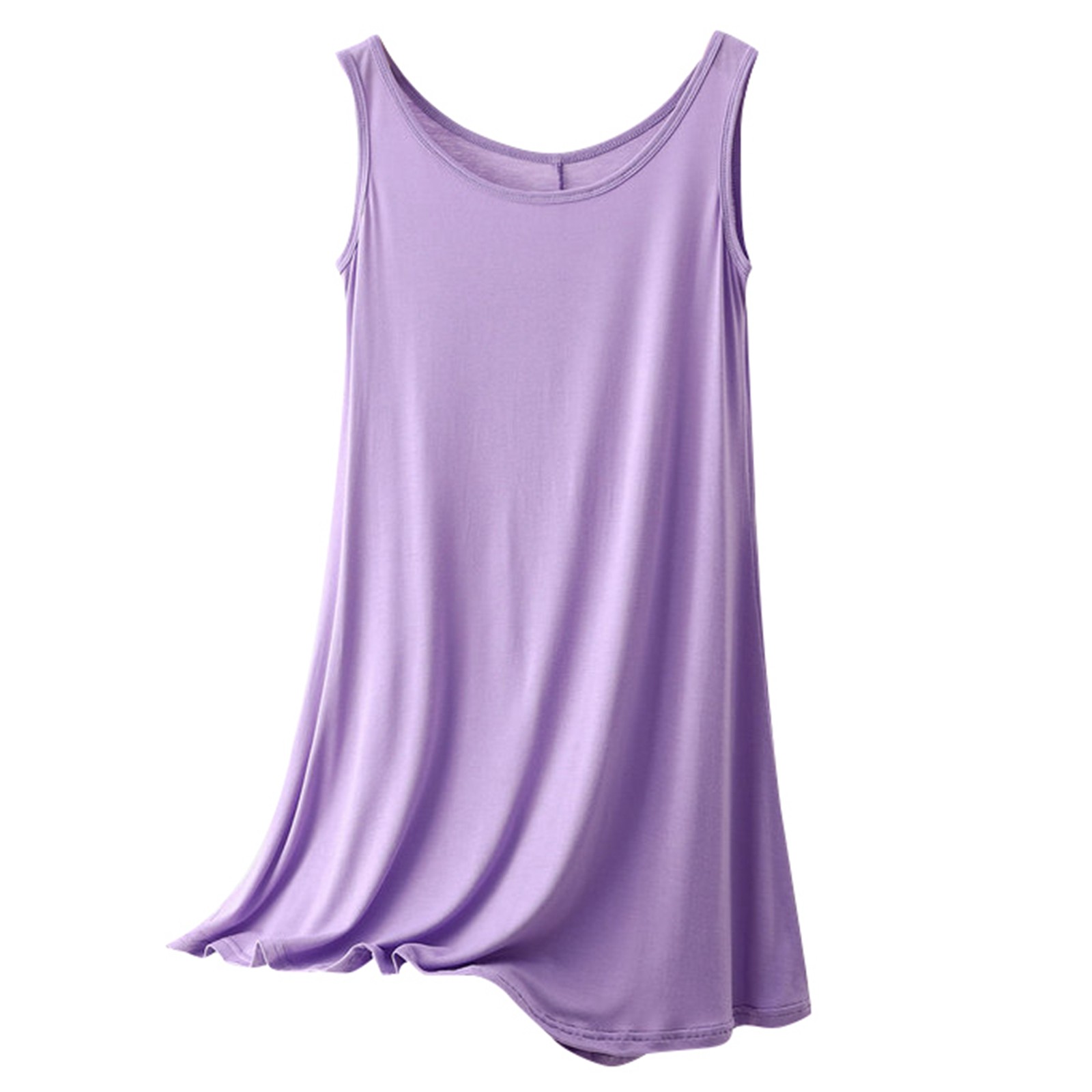 thumbnail image 1 of Vestido informal sin mangas y cuello redondo para mujer - Poliéster, color liso, tallas M-XXL, primavera/verano, hogar/ocio, 1 of 8